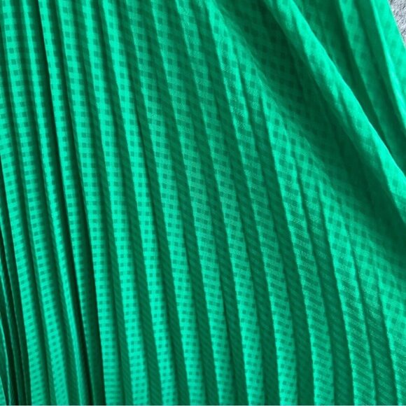 ASOS Broderie Pleated Midi Tea Dress Puff Sleeve Emerald Green Size 12 - Picture 7 of 12